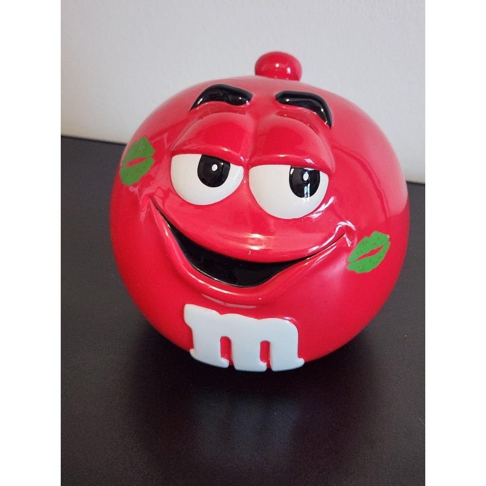 Y 2K RED M&M Ceramic Candy SNACK Trinket Cookie Jar Cute Ms. GALERIE